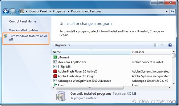 Désactivez la fonction de recherche dans Windows 7 étape 4