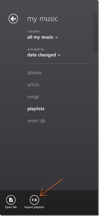 Importer la liste de lecture iTunes dans l'application Xbox Music dans Windows 8 Étape 3