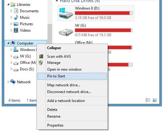 Ajouter l'icône de l'ordinateur à l'écran de démarrage de Windows 8