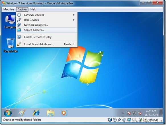 Partager des dossiers entre VirtualBox et la machine hôte Windows 7