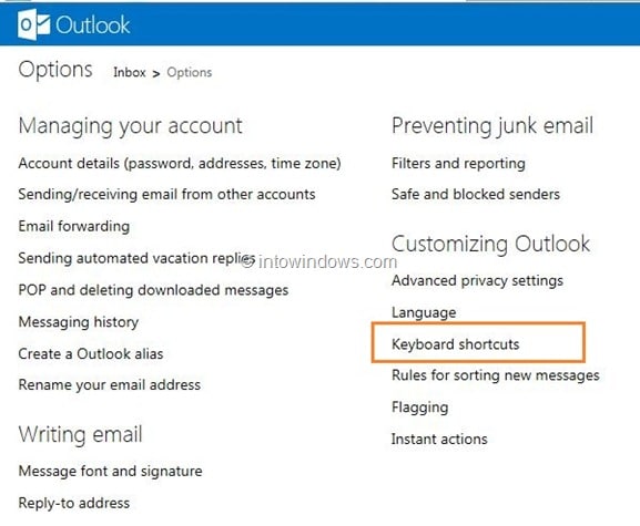Utiliser les raccourcis clavier Gmail dans Outlook