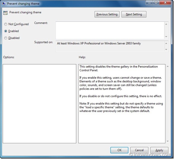 Empêcher les utilisateurs de modifier le thème Windows 7 à l'aide de la stratégie de groupe 5