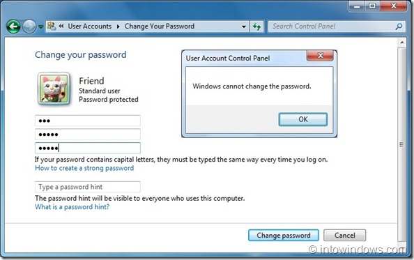 Empêcher les utilisateurs de changer leur mot de passe dans Windows 7