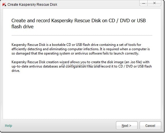 Comment créer Kaspersky Rescue Disk USB Étape 2