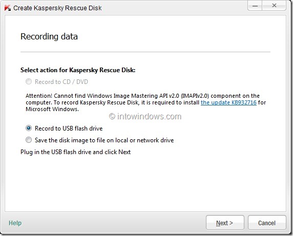 Comment créer Kaspersky Rescue Disk USB Étape 6