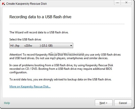 Comment créer Kaspersky Rescue Disk USB Étape 7