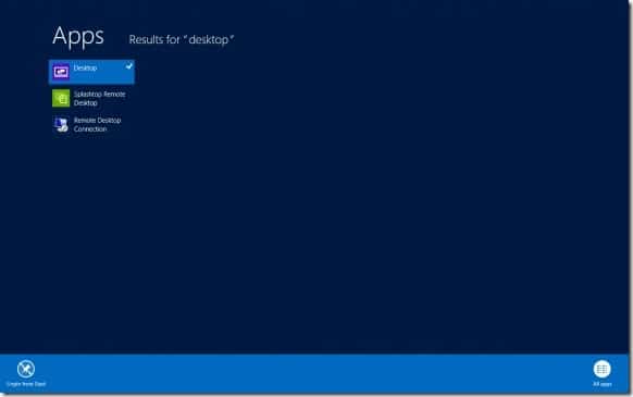 Restaurer la vignette de bureau manquante sur l'écran d'accueil dans Windows 8 Step3