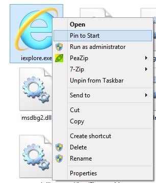 Ajouter Internet Explorer à l'écran de démarrage de Windows 8