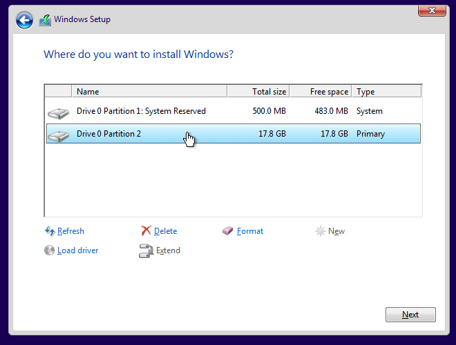 Installation propre de Windows 10 Étape 11