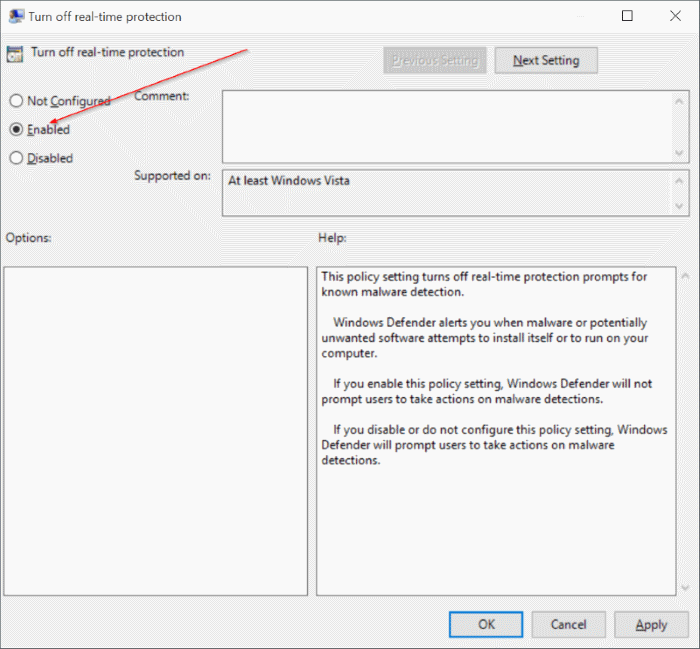 Activer ou désactiver la protection en temps réel de Windows Defender Windows 10 pic3