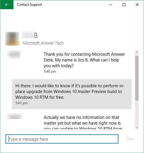 Discutez avec le support Microsoft Windows 10 étape 6