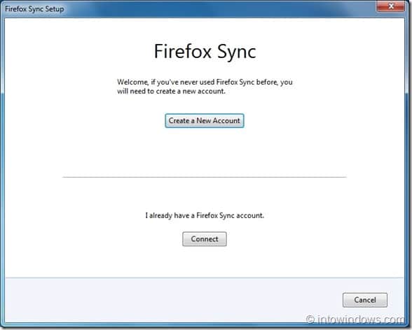Configurer Firefox Sync Étape 1