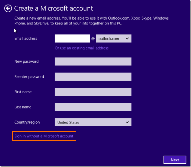 Installez Windows 8.1 sans ID de compte Microsoft (1)
