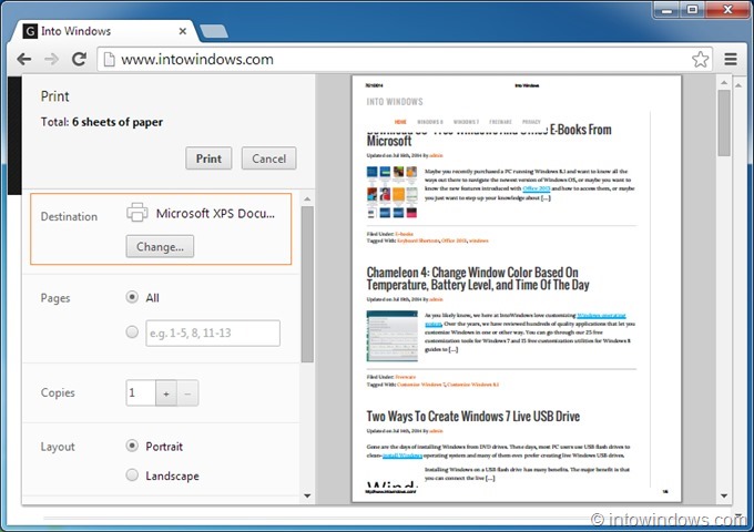Enregistrer la page Web au format PDF dans Chrome étape 2