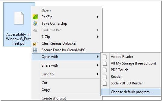 Définir le lecteur PDF par défaut d'Adobe Reader dans Windows 8 Étape 3