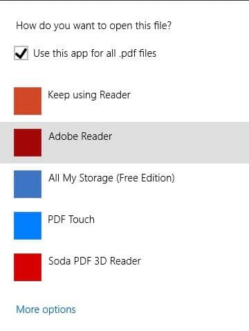Définir le lecteur PDF par défaut d'Adobe Reader dans Windows 8 Step5