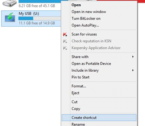 Créer un raccourci clavier pour ouvrir le lecteur USB dans Windows step5