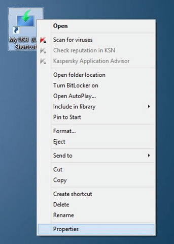 Créer un raccourci clavier pour ouvrir le lecteur USB dans Windows étape 6