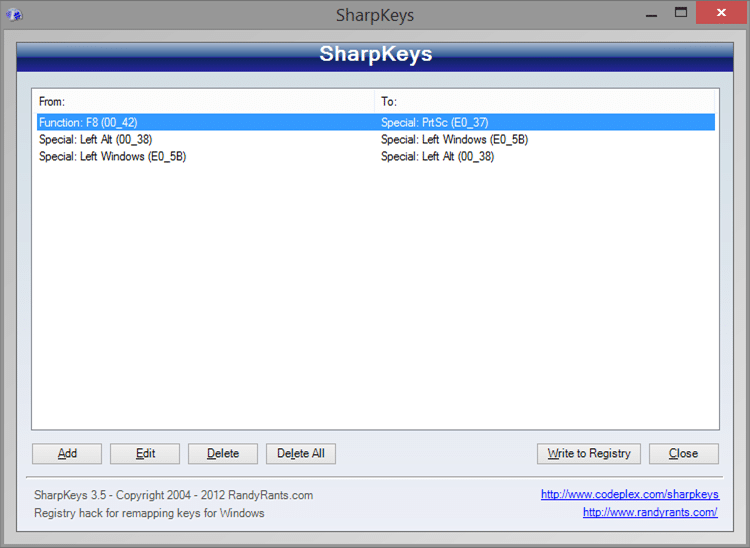 Remapper le clavier sous Windows 7 et 8.1 à l'aide de SharpKeys
