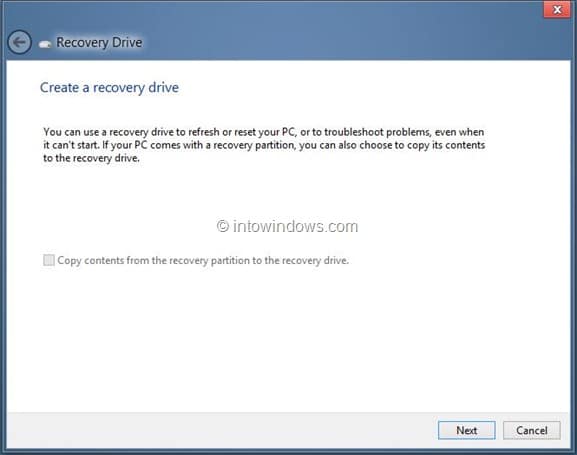 Créer un lecteur de récupération Windows 8 Étape 9