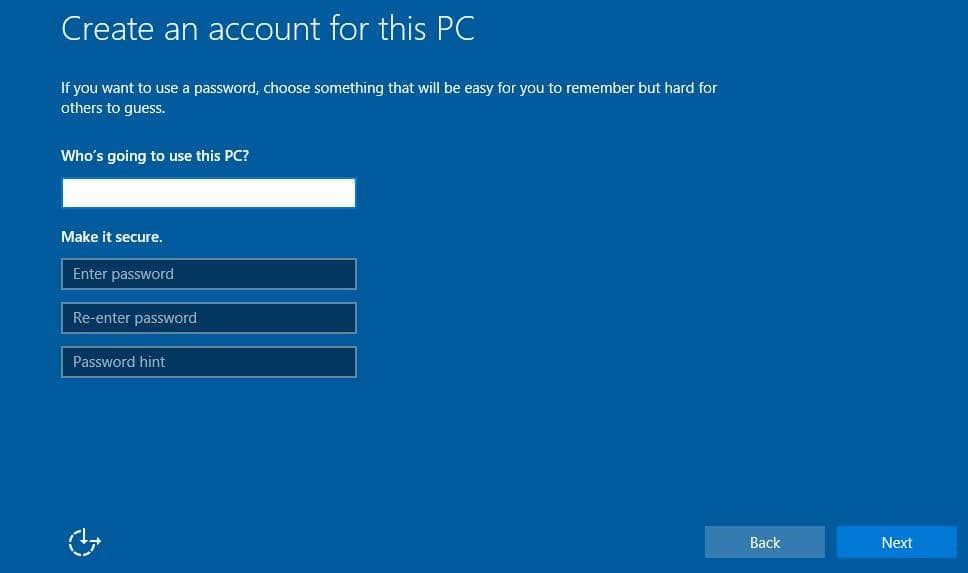 Installez Windows 10 sans compte Microsoft step2