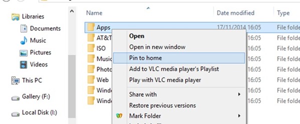 Épingler des dossiers à Accueil dans Windows 10 étape 1