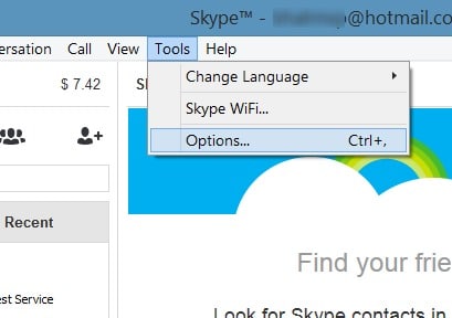 Réduisez Skype dans la zone de notification de la barre des tâches de Windows