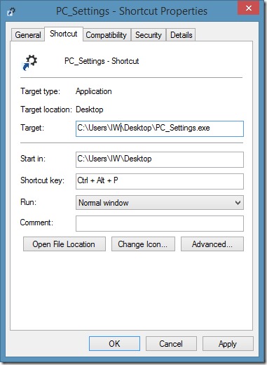 Créer un raccourci de paramètres PC sur le bureau Windows 8.1 Étape 4