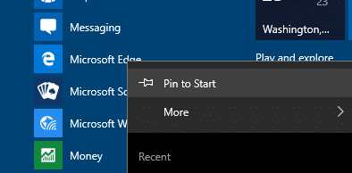 tuiles du menu Démarrer vide Windows 10 pic4