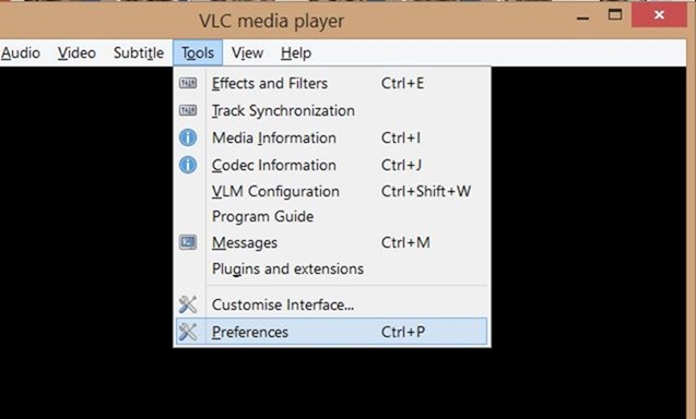 Désactiver les sous-titres par défaut dans VLC Player Step1