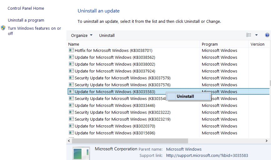 Supprimer la notification de mise à jour de Windows 10