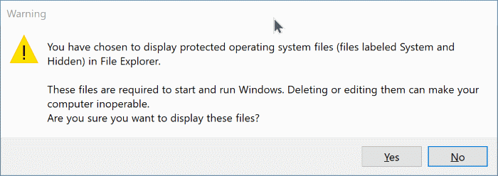 afficher les fichiers système cachés dans Windows 10 pic3