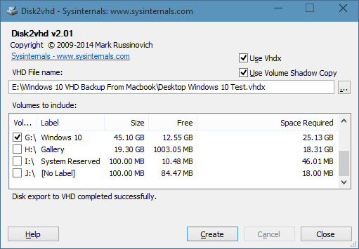 Créer un vhd à partir de l'image physique du lecteur Windows 10 5