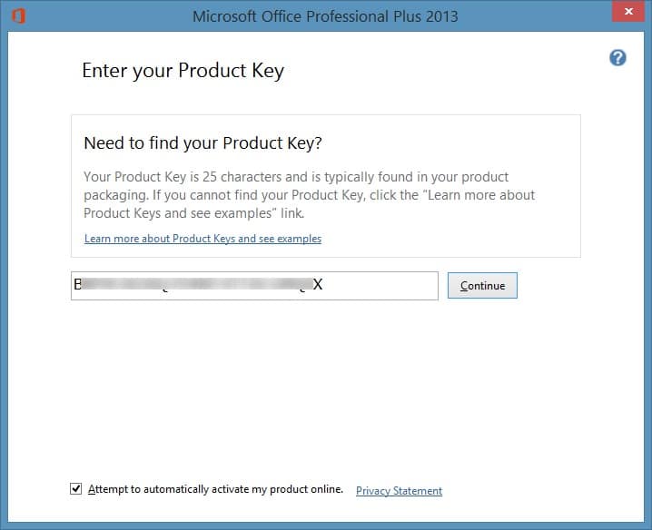 Modifier ou mettre à jour votre clé de produit Office 2013 Étape 3