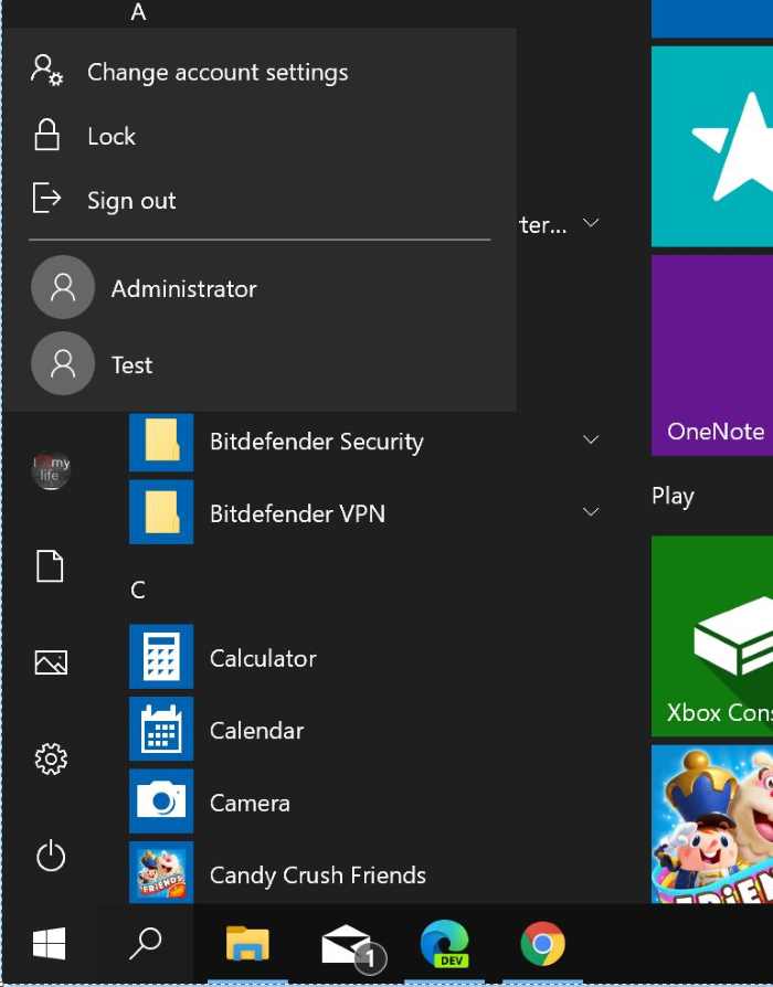 activer le compte administrateur masqué dans Windows 10