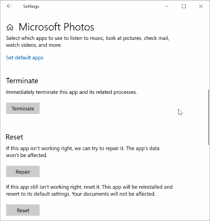 Impossible d'ouvrir cette erreur de fichier dans l'application Photos dans Windows 10 pic2