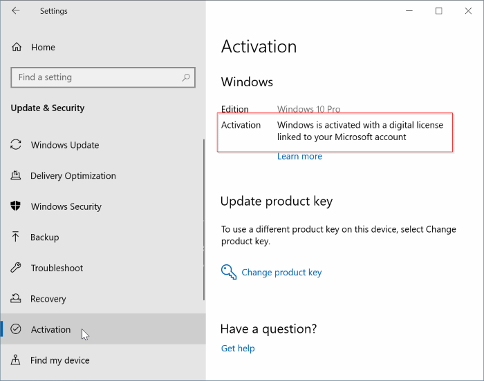 vérifier l'état d'activation de Windows 10 pic3