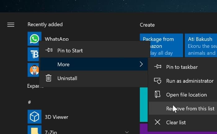 supprimer les applications récemment ajoutées du menu Démarrer dans Windows 10 pic2