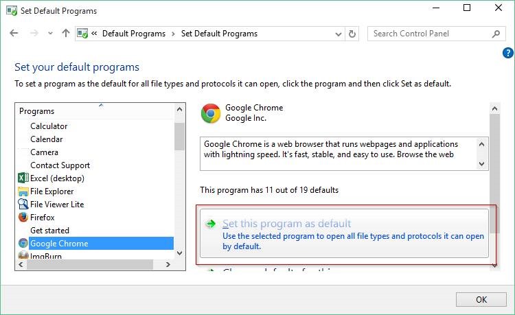 Définir Chrome comme navigateur par défaut dans Windows 10 étape 5