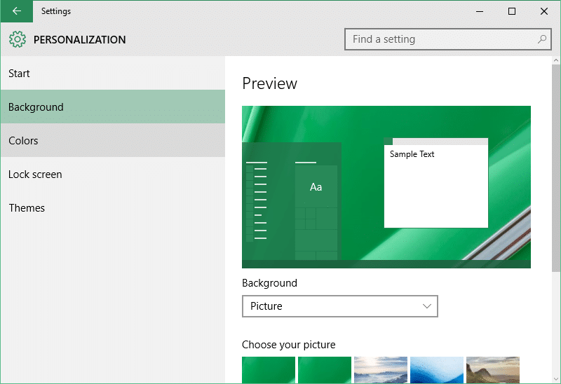 ouvrez le panneau de personnalisation de Windows 10