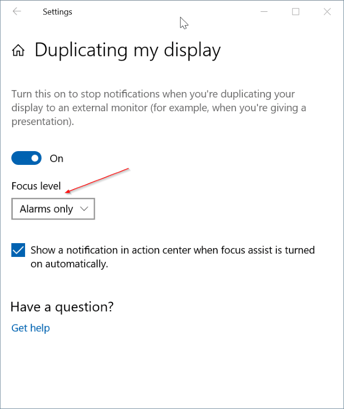 désactiver les notifications pendant le jeu, la vidéo et le diaporama dans Windows 10 pic1