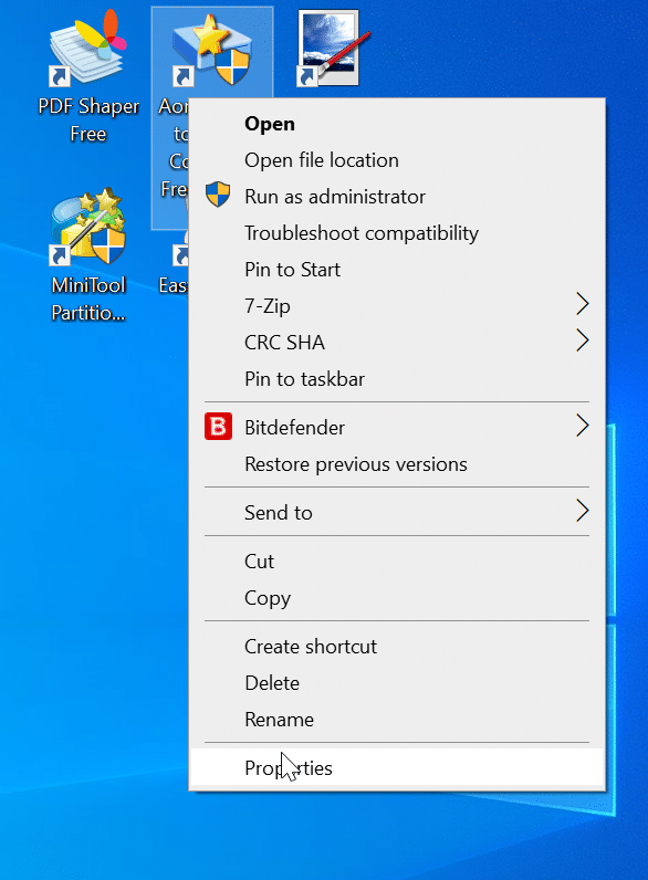supprimer le bouclier jaune et bleu des raccourcis de programme sur le bureau dans Windows 10 pic2