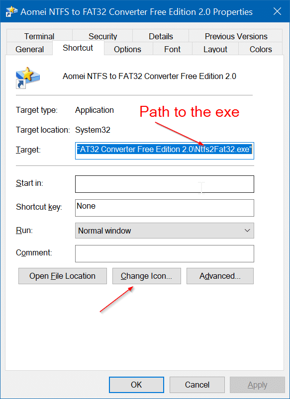 supprimer le bouclier jaune et bleu des raccourcis de programme sur le bureau dans Windows 10 pic6