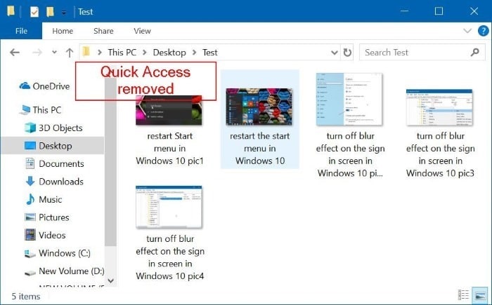 supprimer l'accès rapide du volet de navigation de Windows 10 pic2