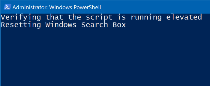 réinitialiser la recherche Windows 10 via PowerShell pic2