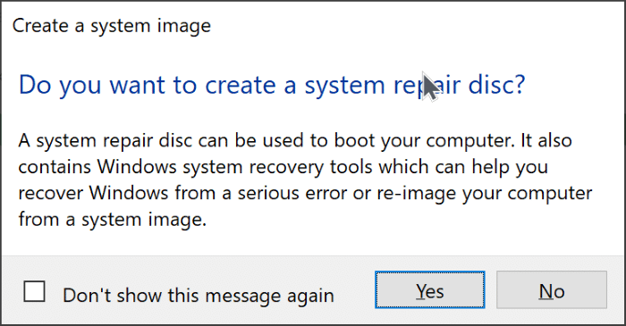 créer une sauvegarde d'image système dans Windows 10 pic8