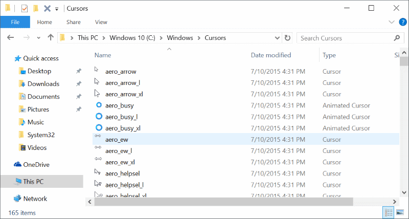 Changer la taille et la couleur du pointeur de la souris dans Windows 10 étape 6