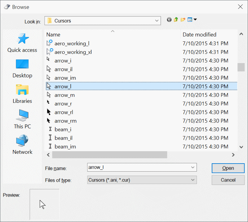 Changer la taille et la couleur du pointeur de la souris dans Windows 10 étape 8