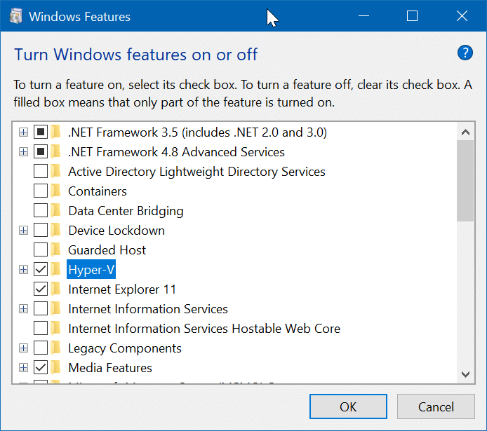 activer hyper-v dans Windows 10 pic3