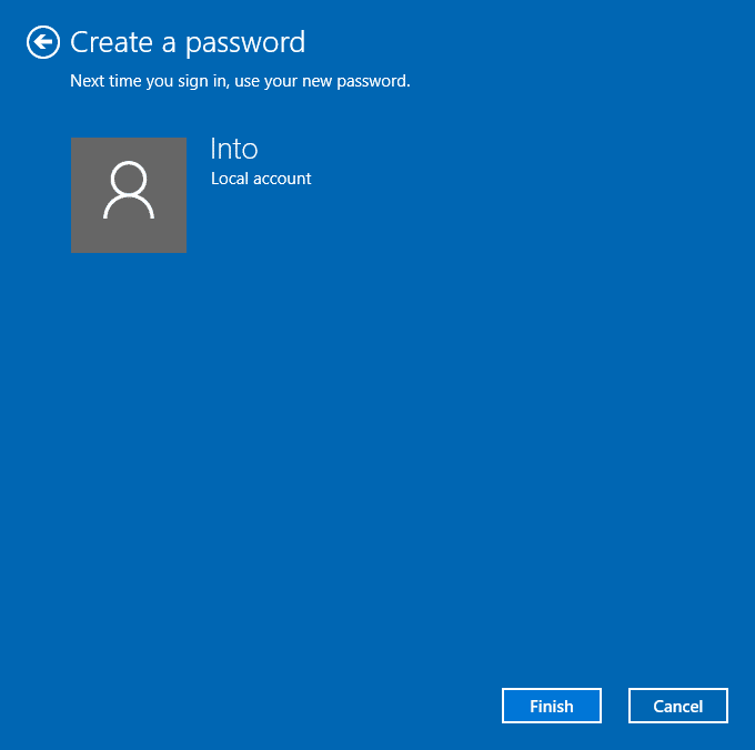 Ajouter un mot de passe au compte d'utilisateur local dans Windows 10 étape 5